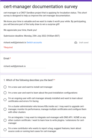 Screenshot 2022-07-18 at 14-35-48 cert-manager documentation survey Screenshot 2022-07-18 at 14-35-48 cert-manager documentation survey
